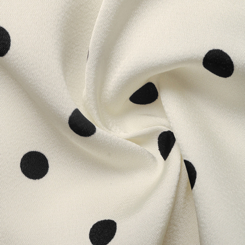 Polka Dot Ruffle Waist Sleeveless Blouse French Vintage Top