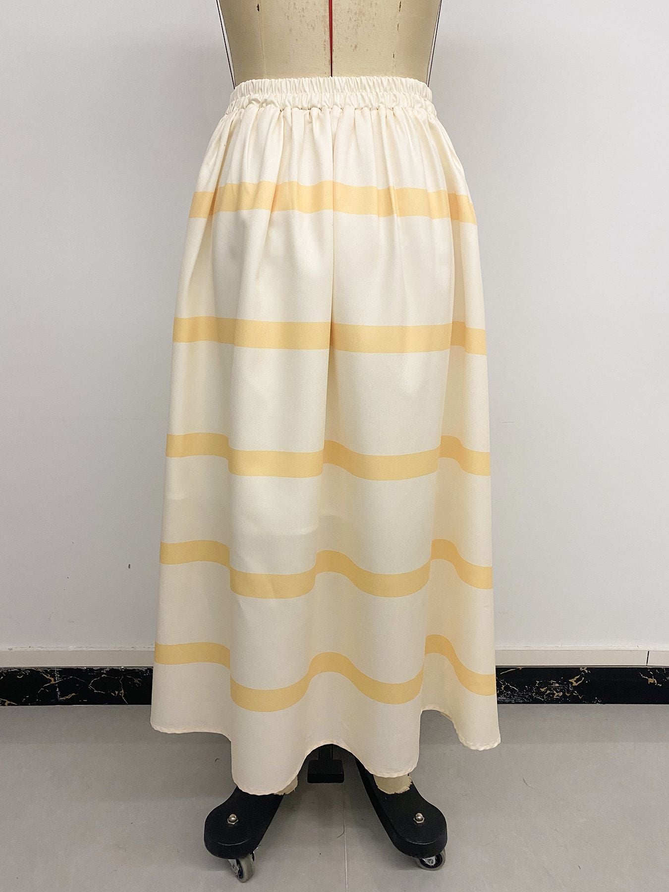 High Waist Striped Maxi Skirt Flowy Summer Vacation