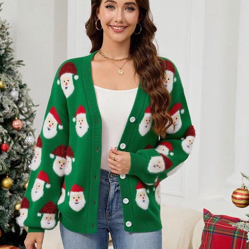 Women’s Santa Claus Knit Cardigan Christmas Sweater