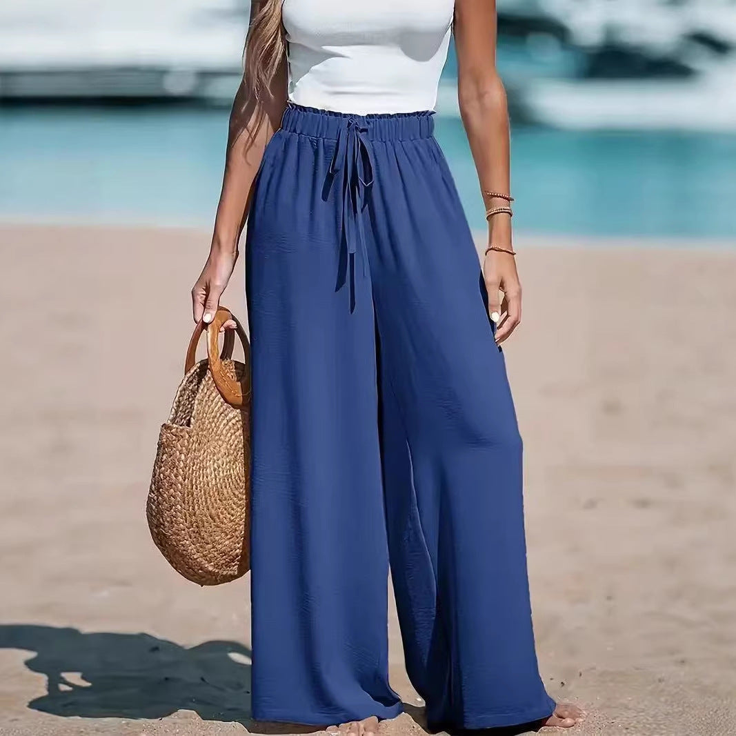 Women's Wide Leg Palazzo Pants Drawstring Flowy Casual