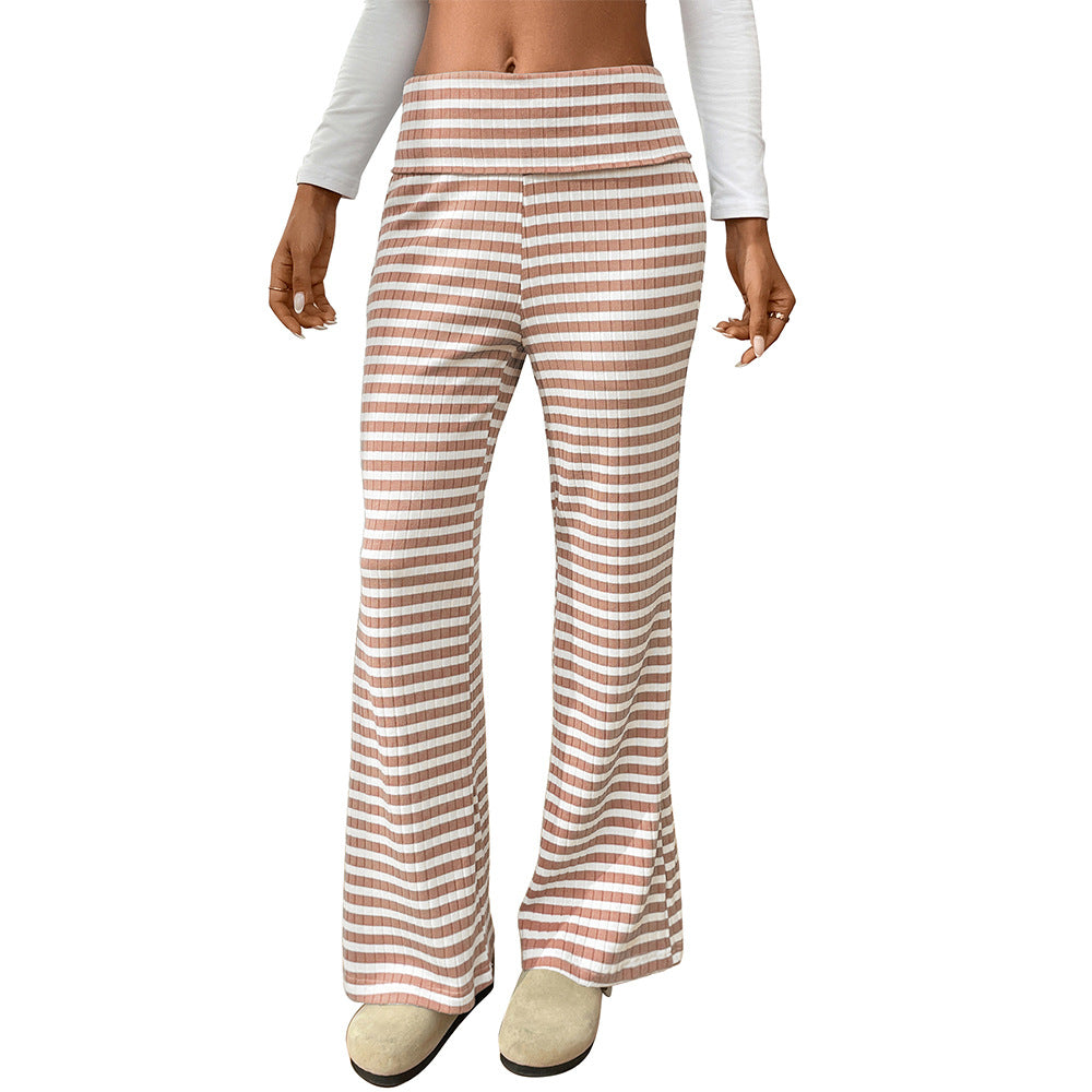 2025 Fall/Winter Y2K Striped Lounge Pants – Casual Women’s Homewear