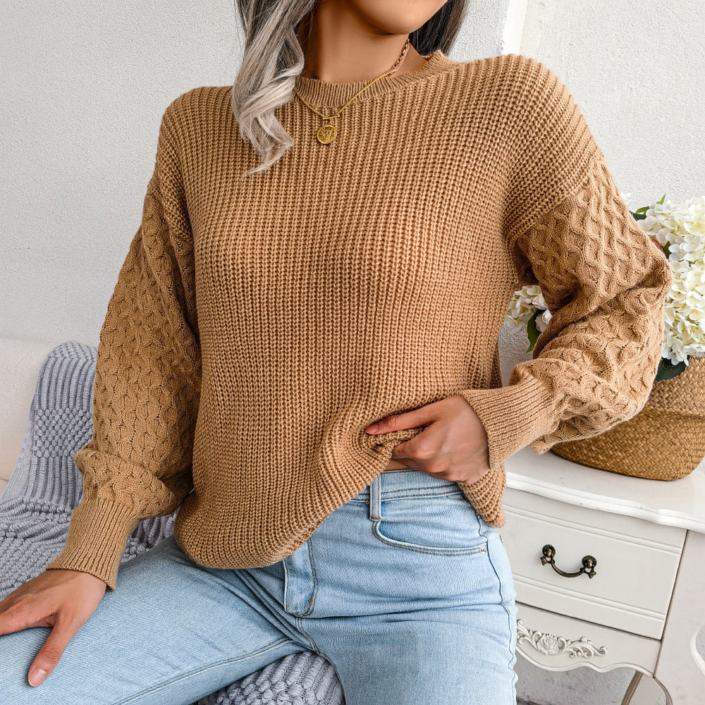 2025 Fall/Winter Casual Lantern Sleeve Knit Sweater