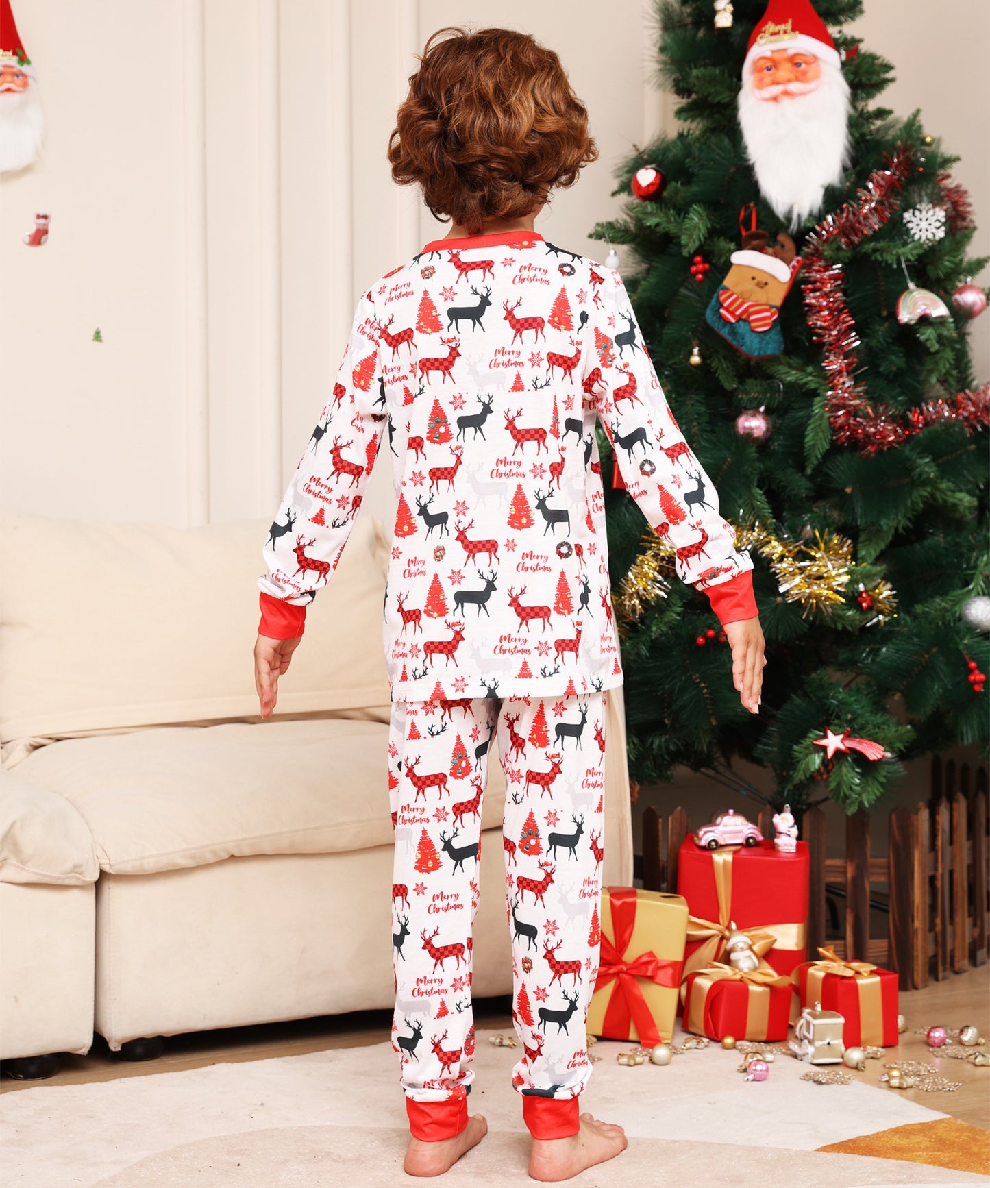 Alphabet Cartoon Deer Parent-child Dress Printed Loungewear Christmas Pajamas