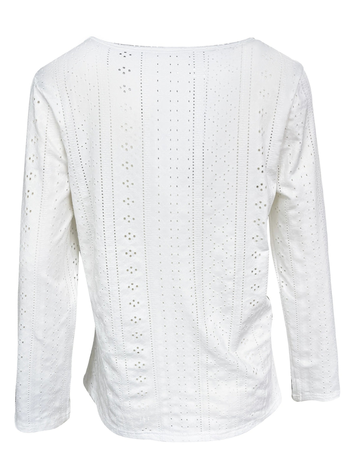 Women's V-Neck Button Jacquard Long Sleeve Top White