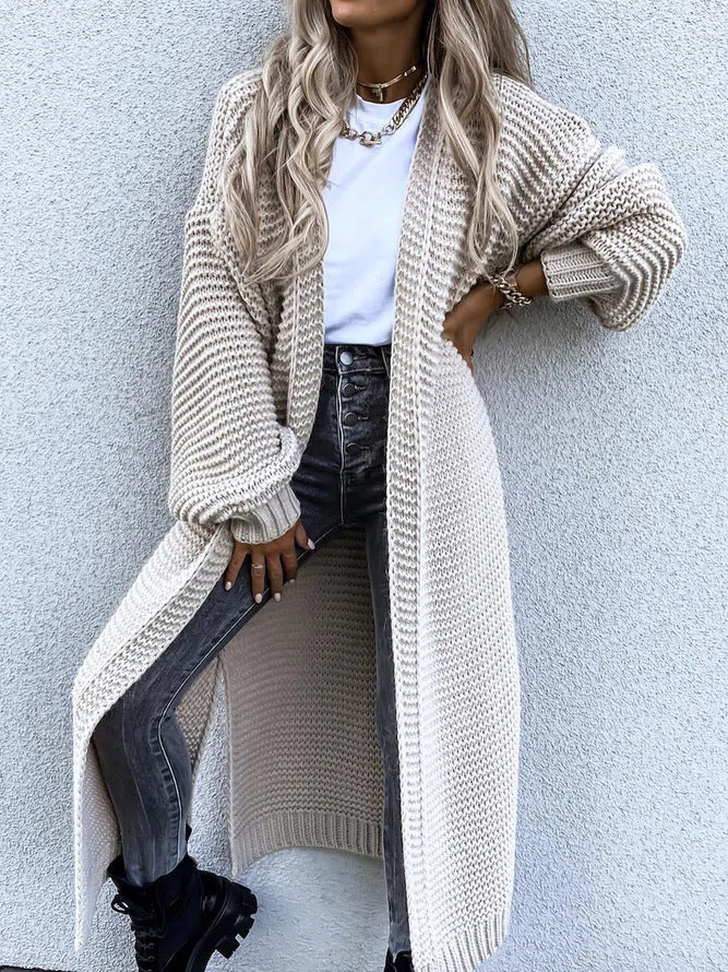 Women's Chunky Knit Long Cardigan Open Front Sweater