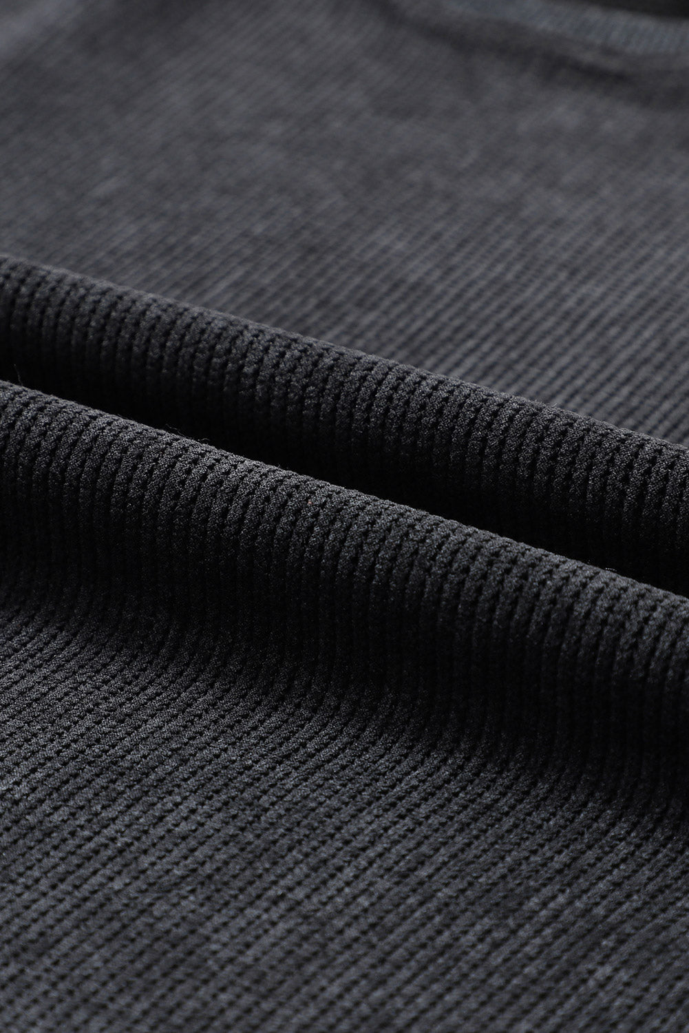 Customizable Solid Ribbed Knit Round Neck Casual PulloverSweatshirt