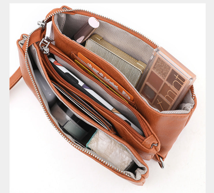 Envelope Style Crossbody Wallet Clutch with Zipper Closure