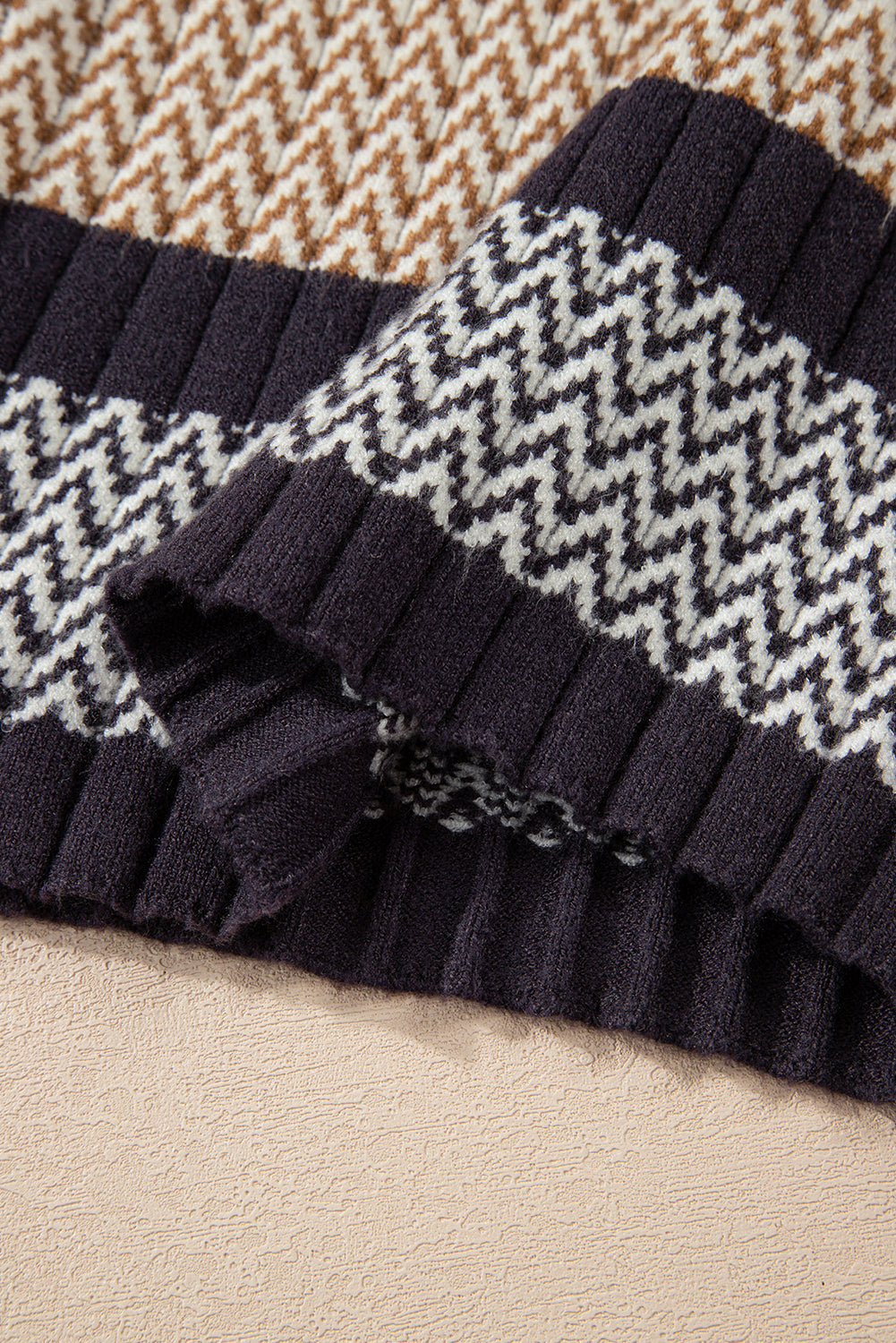 Women's Slim Fit Knit Sweater with Stripes and Ribbed Trim