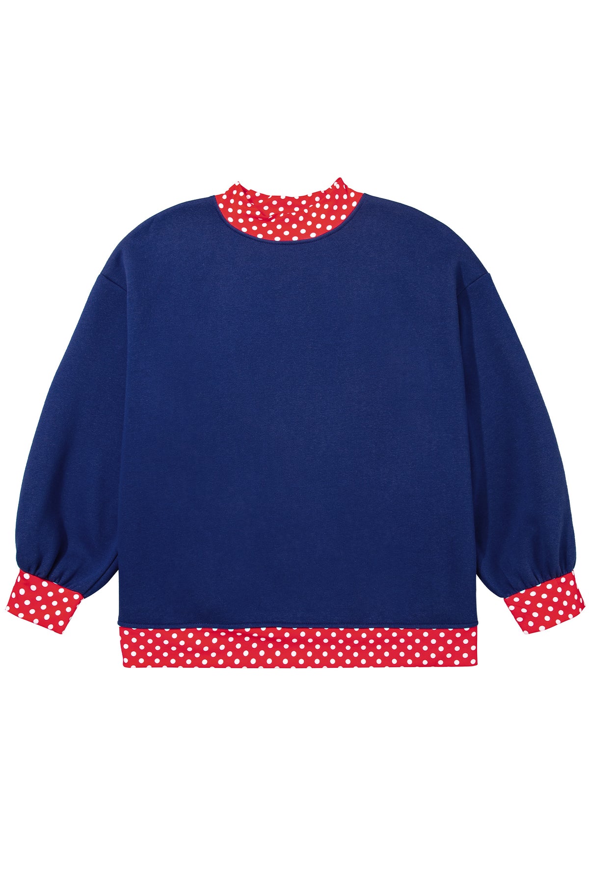 Polka Dot Trim Plus Size Crew Neck Tunic Sweatshirt