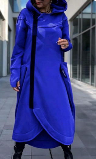 Women's Hoodie Dress Zip Up Long Sleeve Asymmetric Pockets