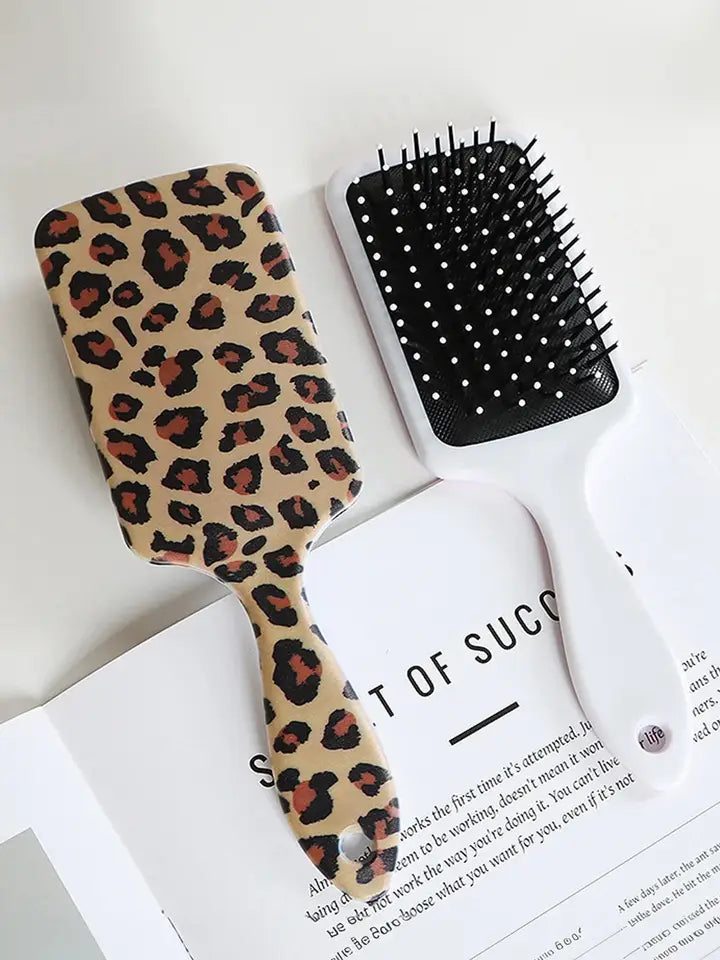 Leopard Print Paddle Hair Brush Detangling Wet Dry