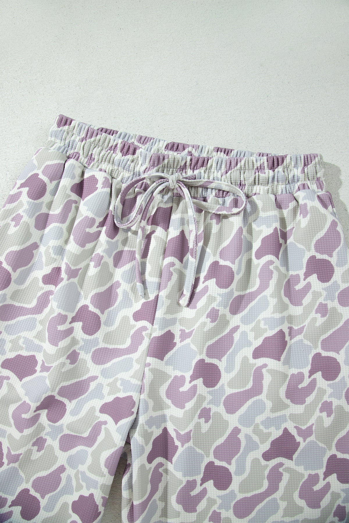 Pastel Camo Print Drawstring Wide Leg Pants