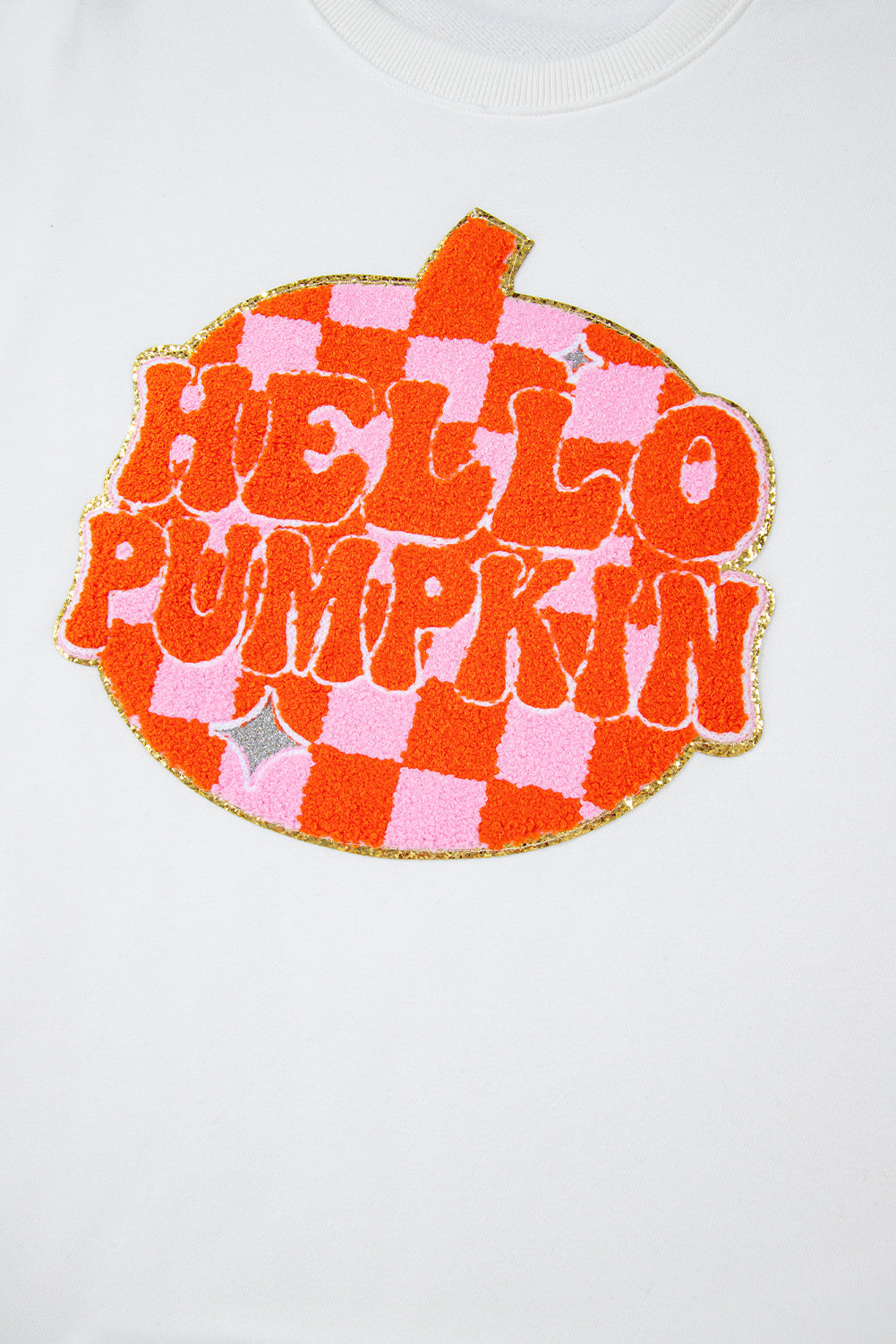 Hello Pumpkin Chenille Patch Halloween Pullover Sweatshirt