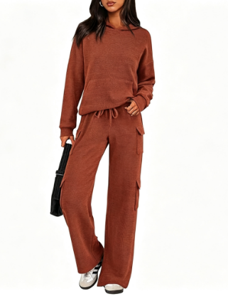 Women's Cargo Hoodie Sweatpants Matching Lounge Set