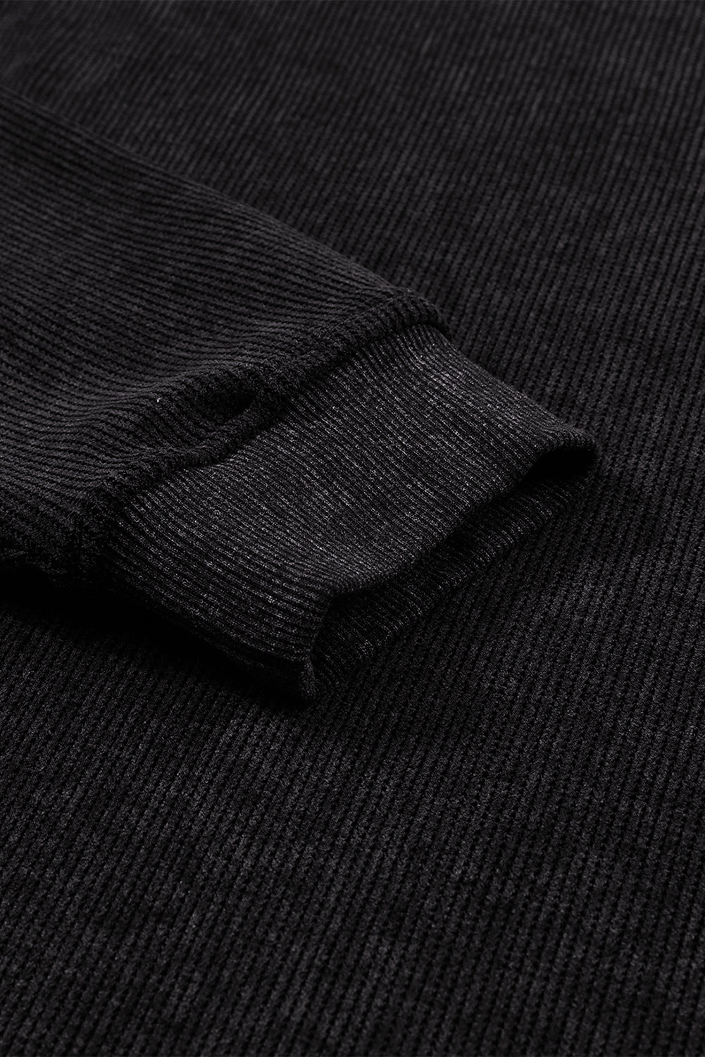 Customizable Solid Ribbed Knit Round Neck Casual PulloverSweatshirt