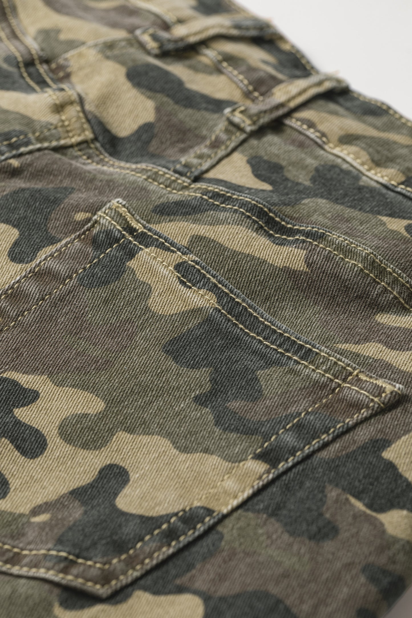 Camo Denim Shorts High Rise Western Casual Summer Shorts