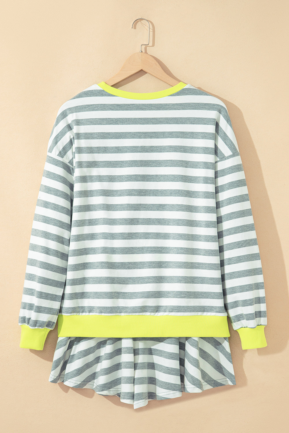 Women's Stripe Long Sleeve Top and Shorts Set