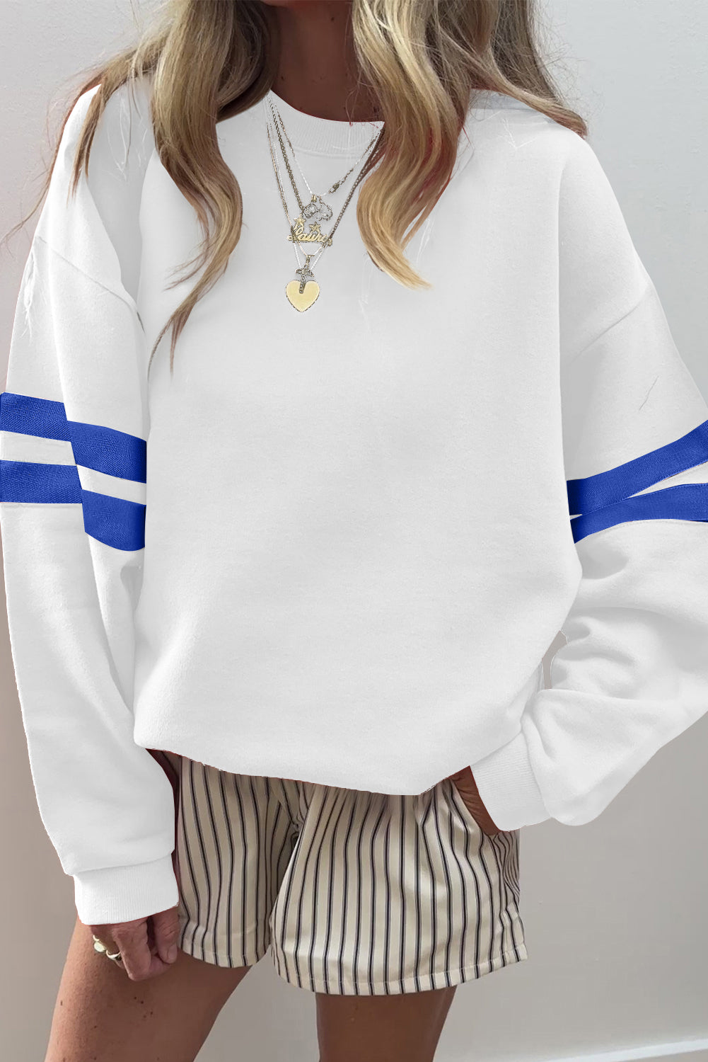 Varsity Stripe Drop Shoulder Oversized Women’s Sweatshirt