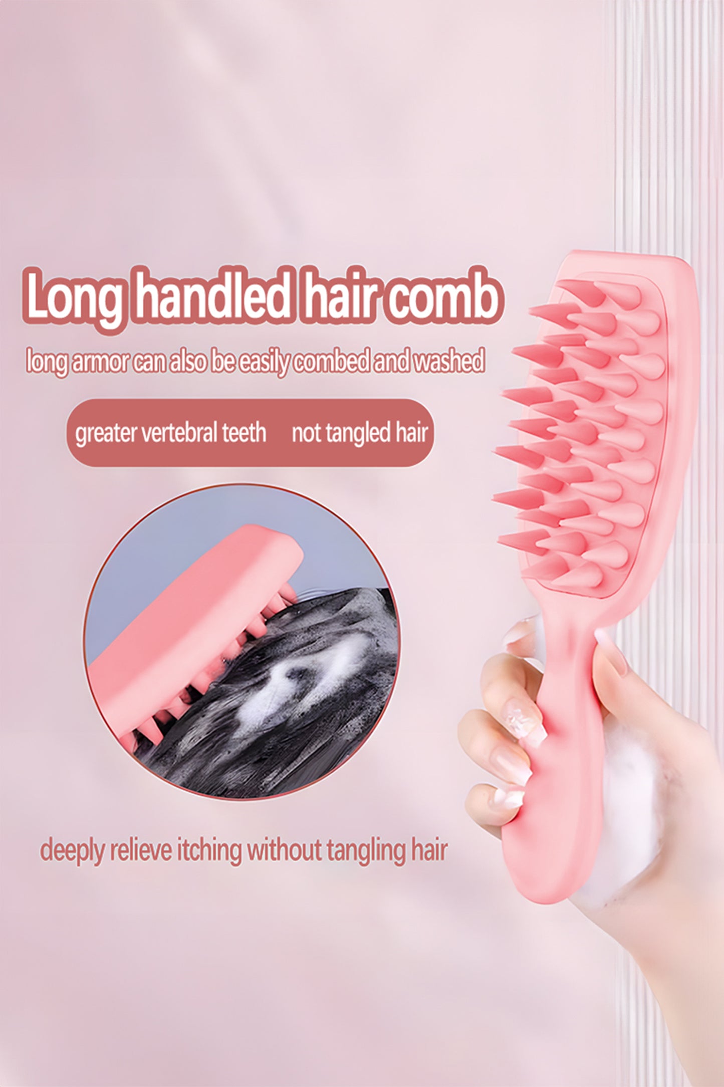 Silicone Scalp Massager Hair Brush Detangling Pink