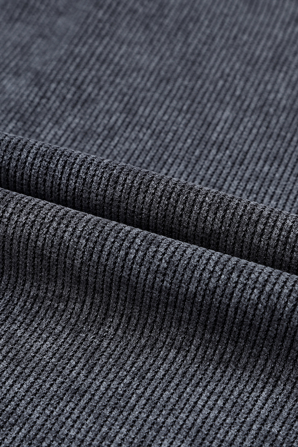 Customizable Solid Ribbed Knit Round Neck Casual PulloverSweatshirt