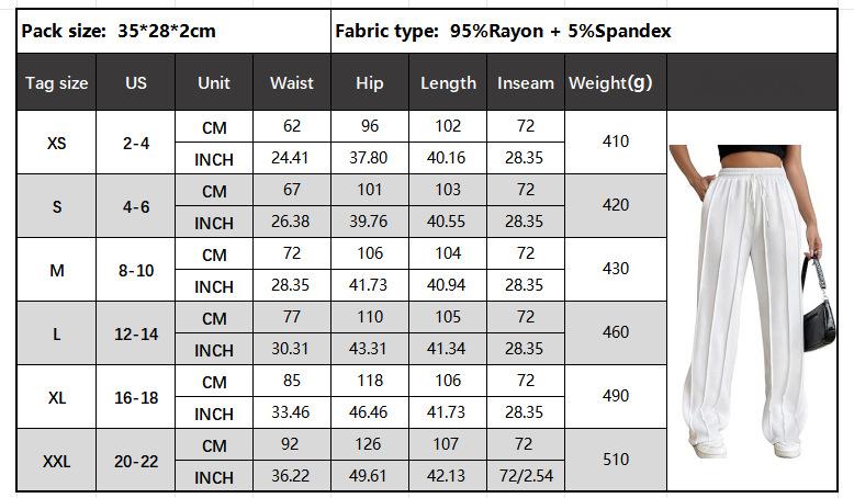 High Waist Cotton Wide Leg Drawstring Pants