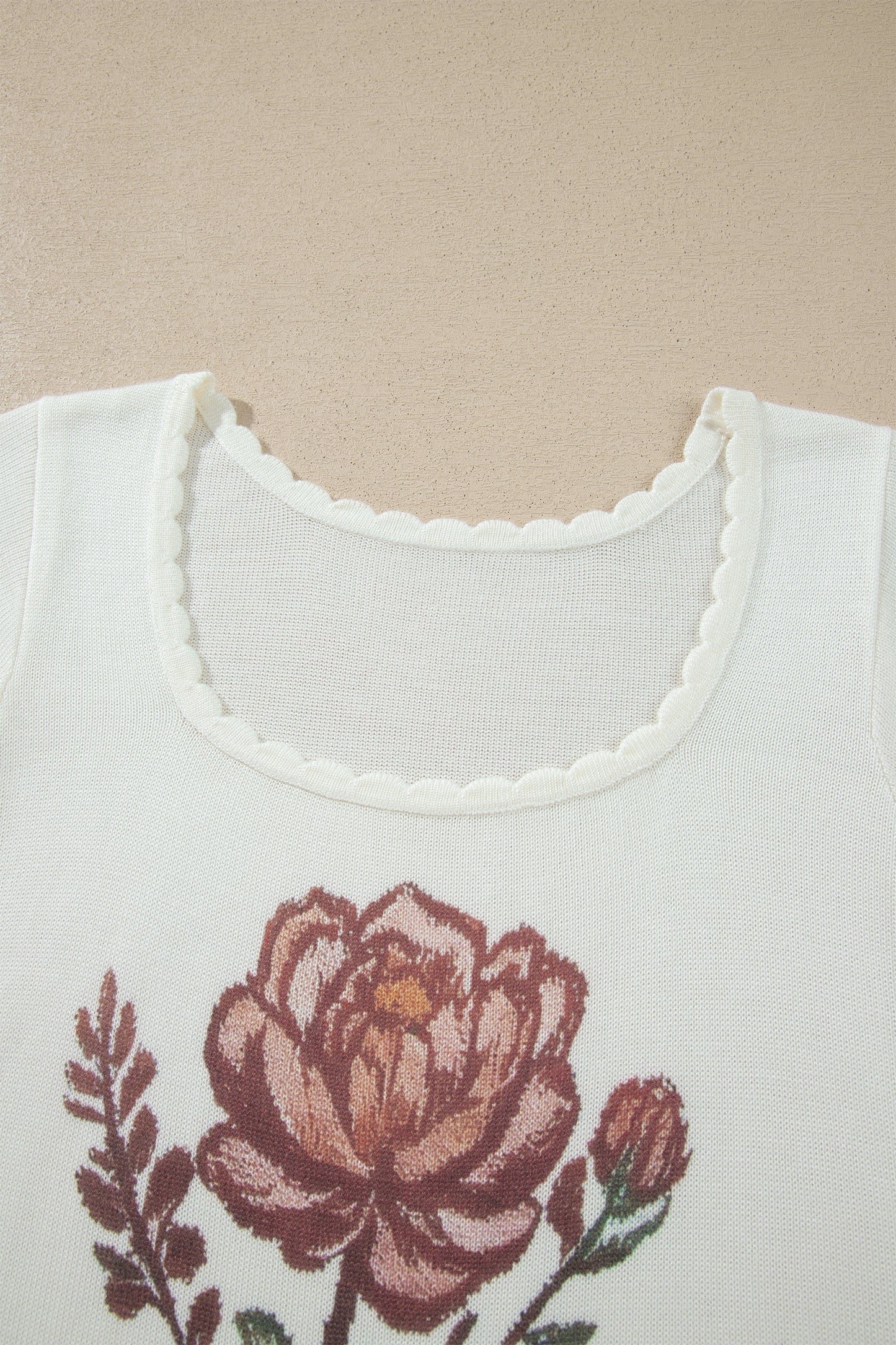 Western Floral Knit Top Square Neck Short Sleeve Sweater