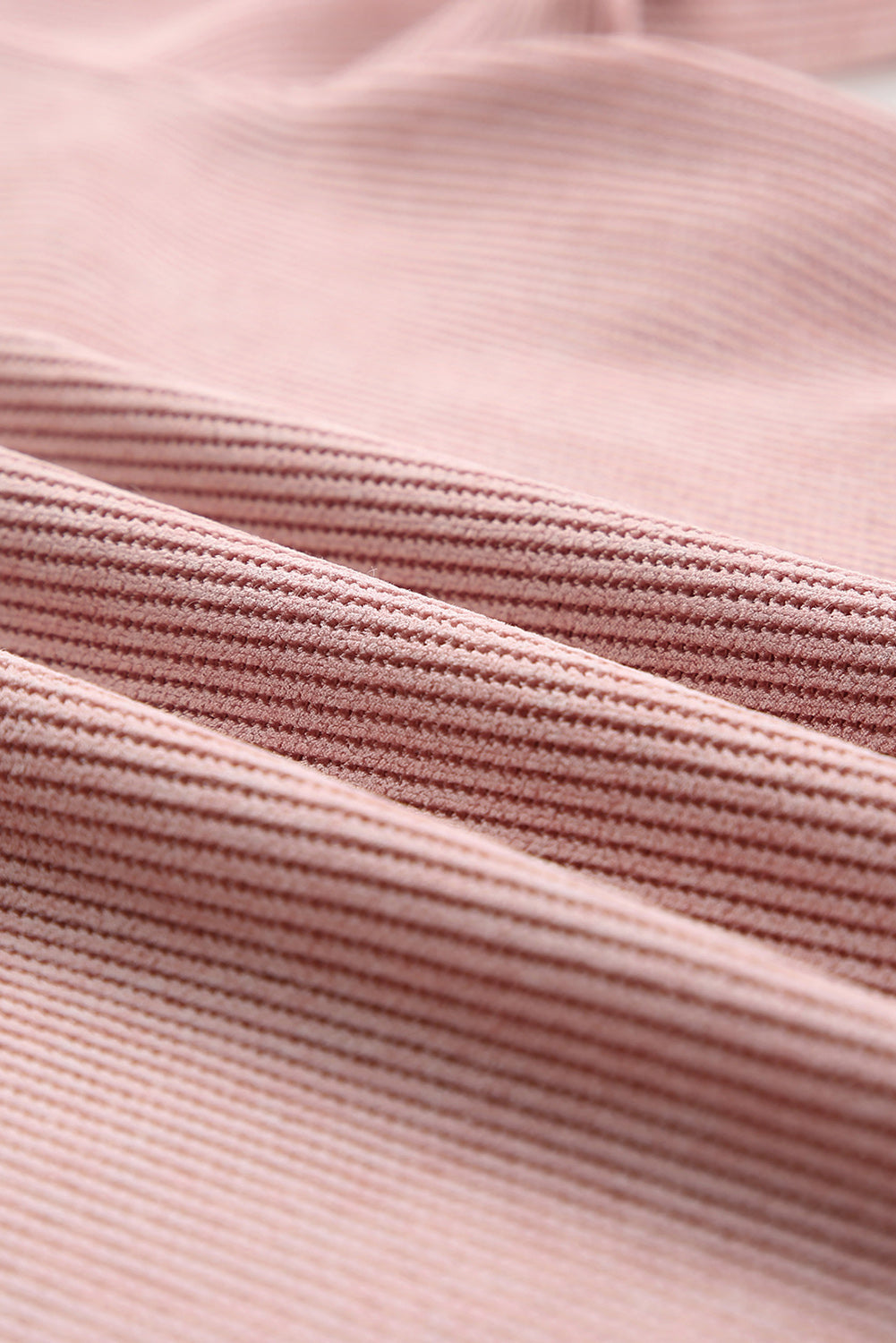 Customizable Solid Ribbed Knit Round Neck Casual PulloverSweatshirt