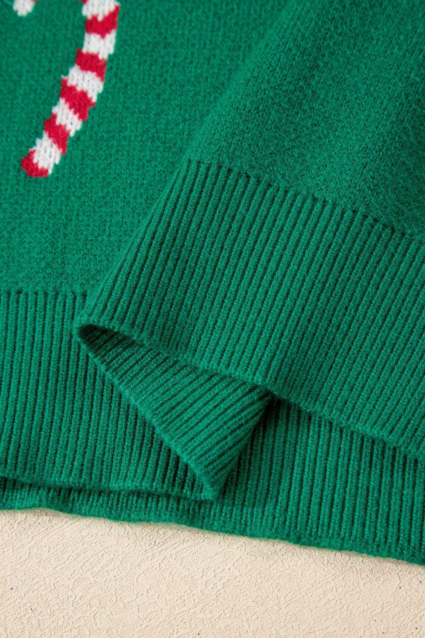 Sachet Pink Christmas Candy Cane Holiday Drop Shoulder Sweater