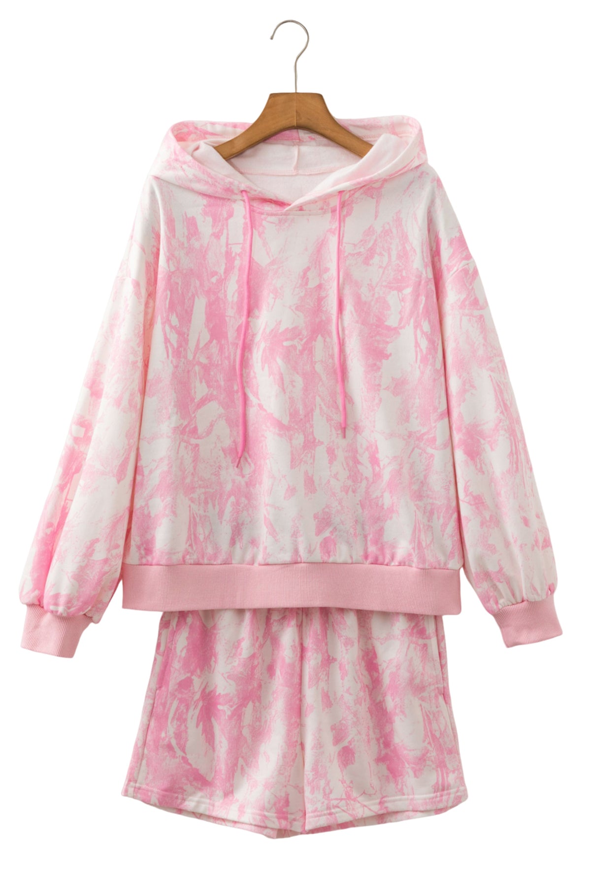 Pink Tie Dye Hoodie Shorts Set 2PC Lounge Set