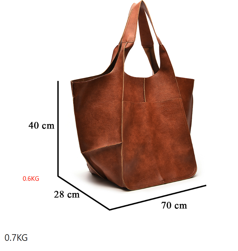 Large Soft PU Leather Tote Bag with Oversized Capacity