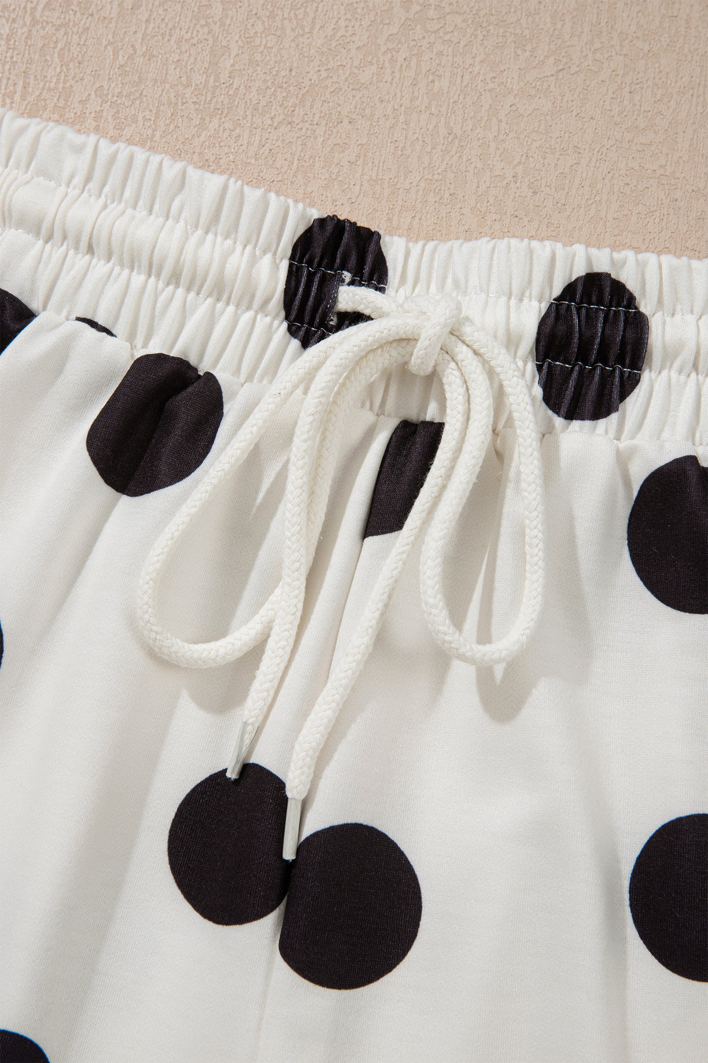 Polka Dot Lounge Set Tee and Drawstring Shorts Set