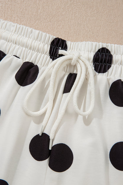 Polka Dot Lounge Set Tee and Drawstring Shorts Set