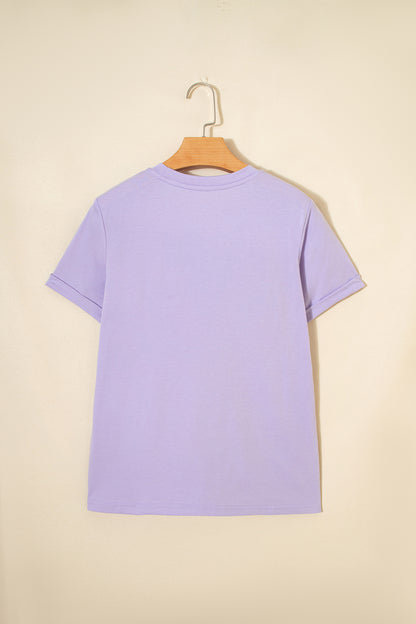 White Casual Crew Neck Short Sleeve Basic Tee