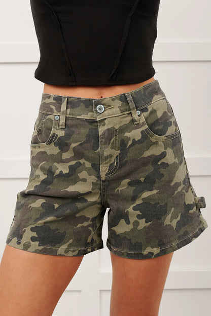 Camo Denim Shorts High Rise Western Casual Summer Shorts