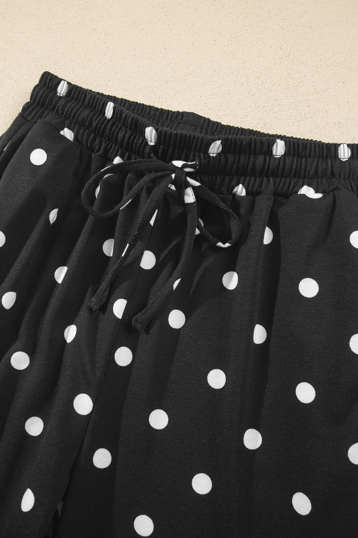 Polka Dot Puff Sleeve Wide Leg Two Piece Pants Set