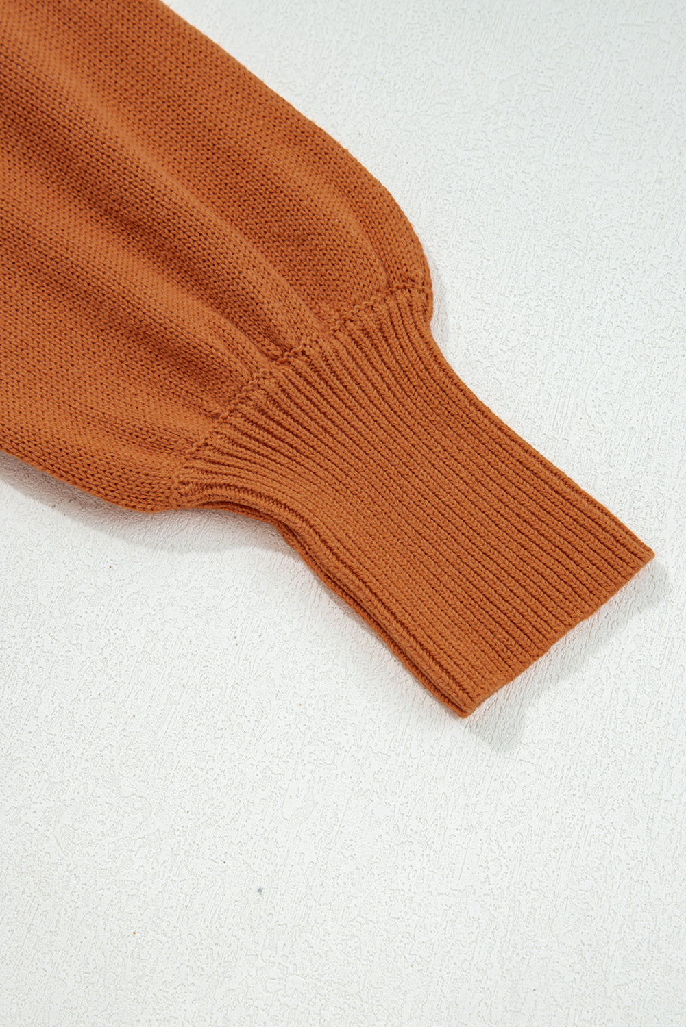 Gold Flame Drop Shoulder Solid Knit Ribbed Trim Sweater