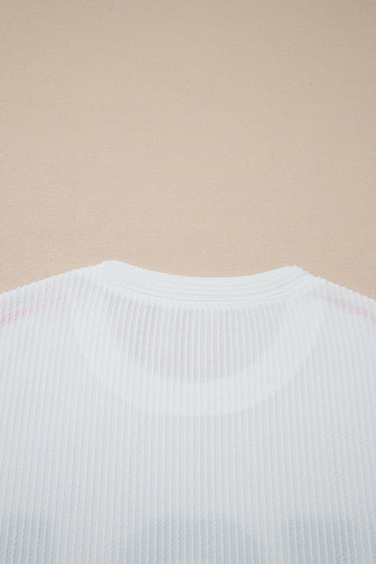USA Ribbed Graphic Tee Loose Fit Patriotic Top
