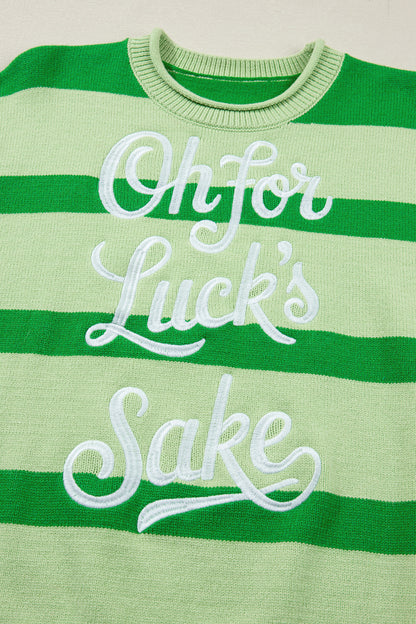 Green Stripe Oh For Luck’s Sake St Patrick Knit Tee