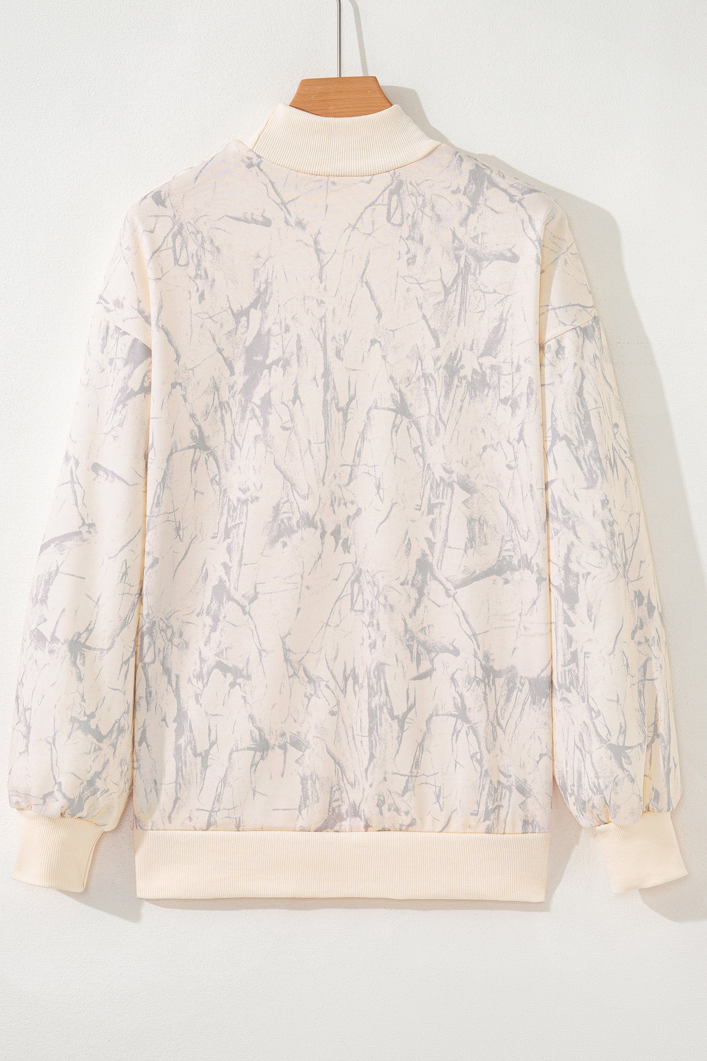 Khaki Camo Baggy Mock Neck Sweatshirt Casual Top