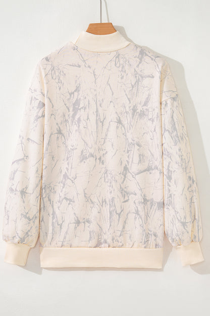 Khaki Camo Baggy Mock Neck Sweatshirt Casual Top