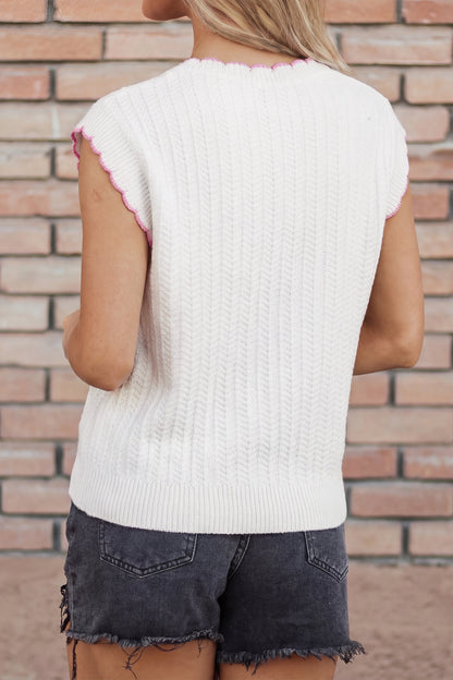Lets Play Textured Knit Rugby Pattern Sweater Vest Game Day