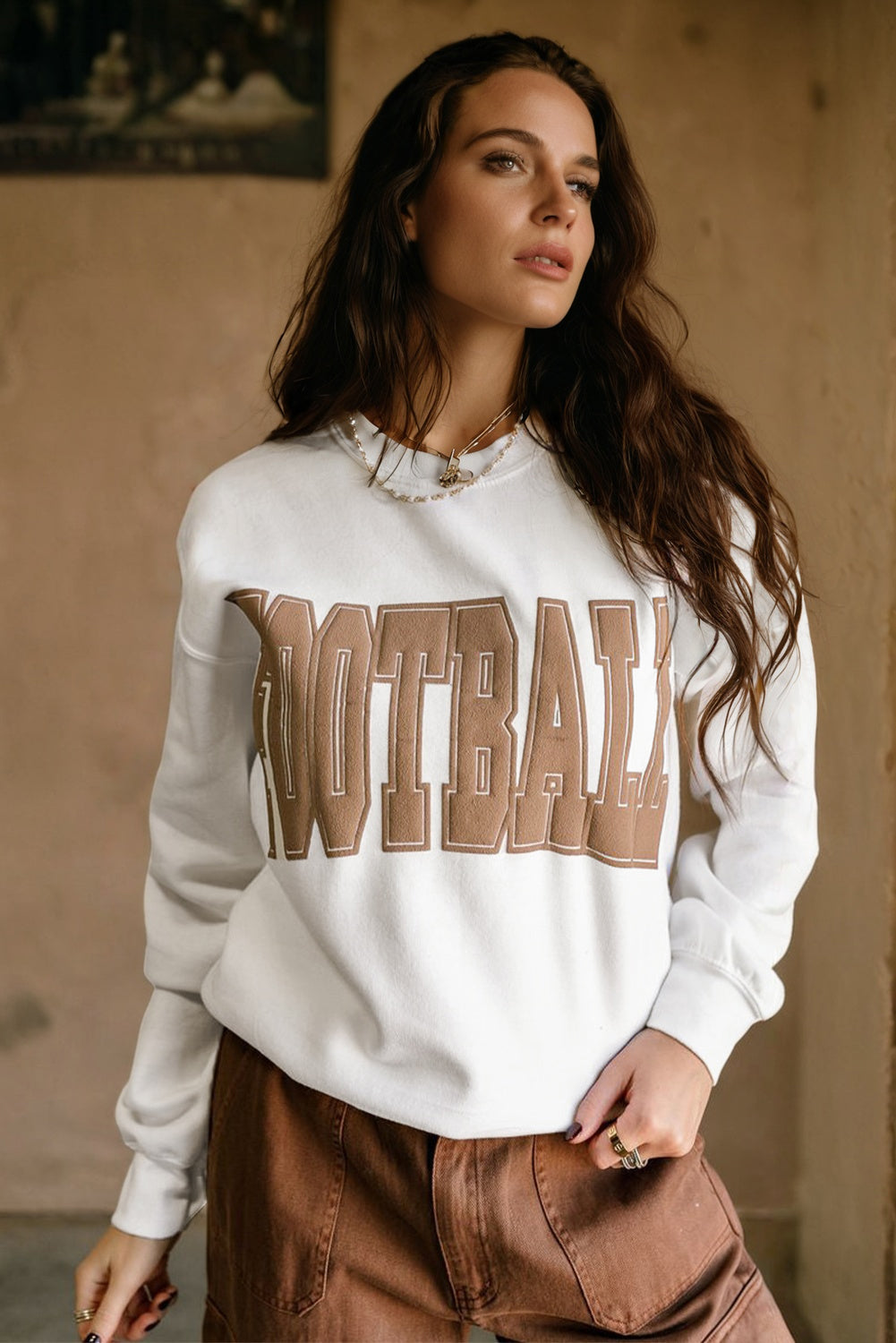 Football Graphic Crew Neck Sweatshirt Game Day Pullover