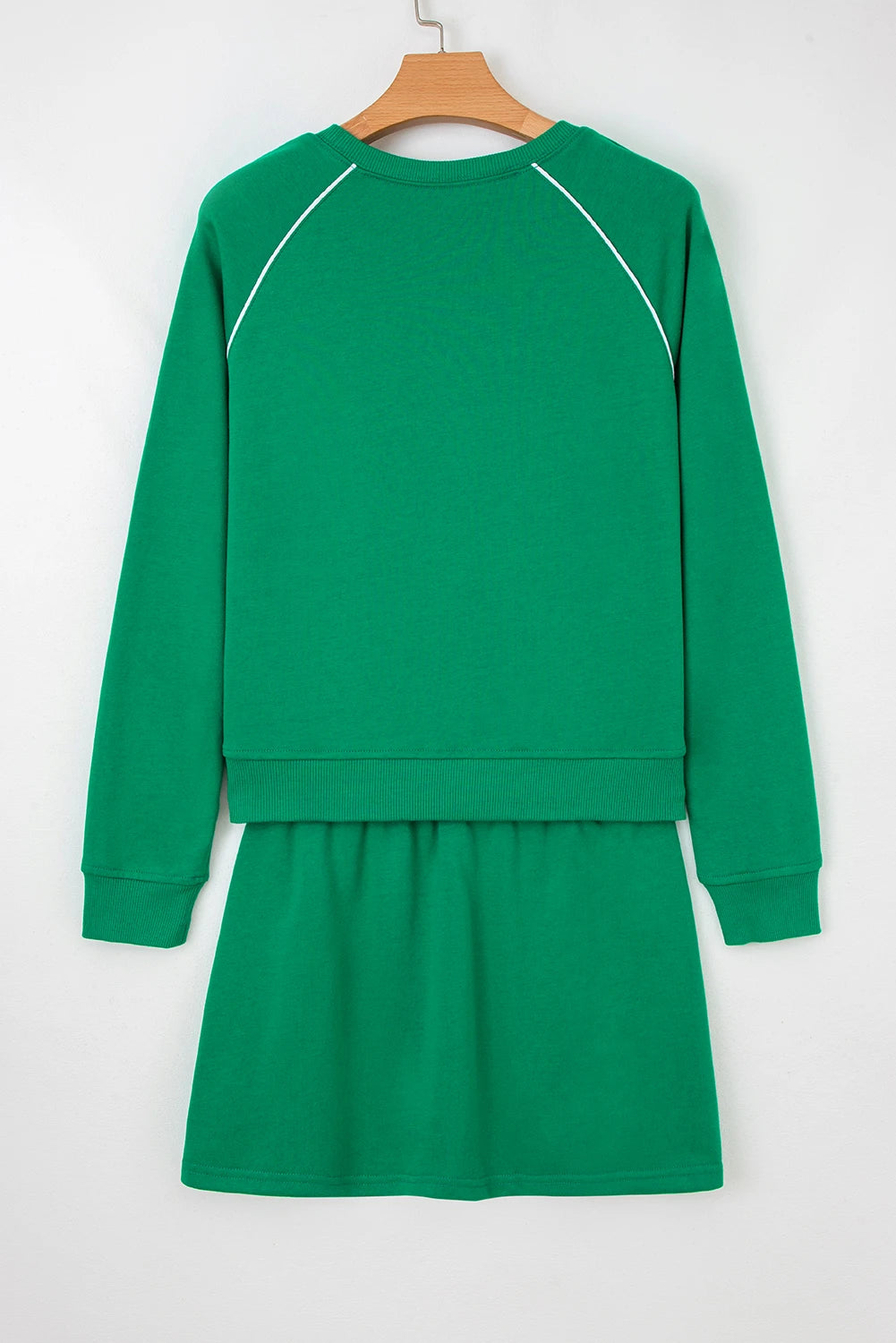 Customizable Contrast Piping Pullover and Mini Skirt Set
