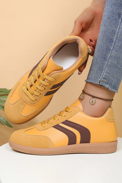 Leopard Print Shimmer Lace Up Sneakers PU Leather Shoes