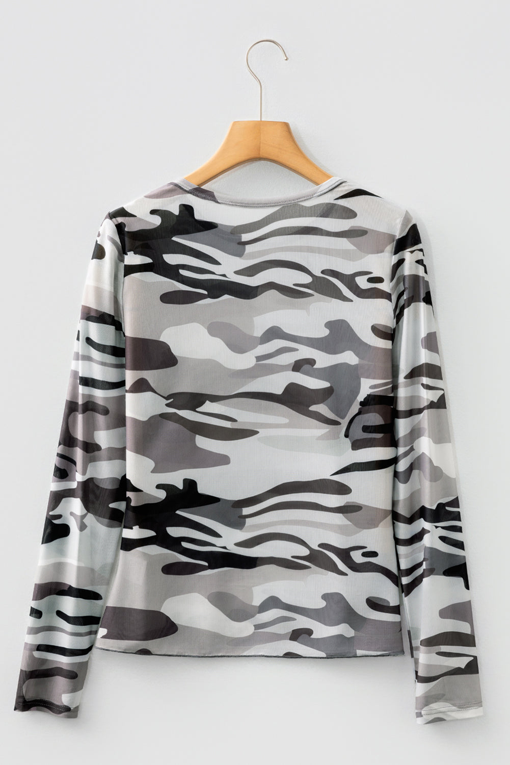 Western Camo Mesh Long Sleeve Top for Women