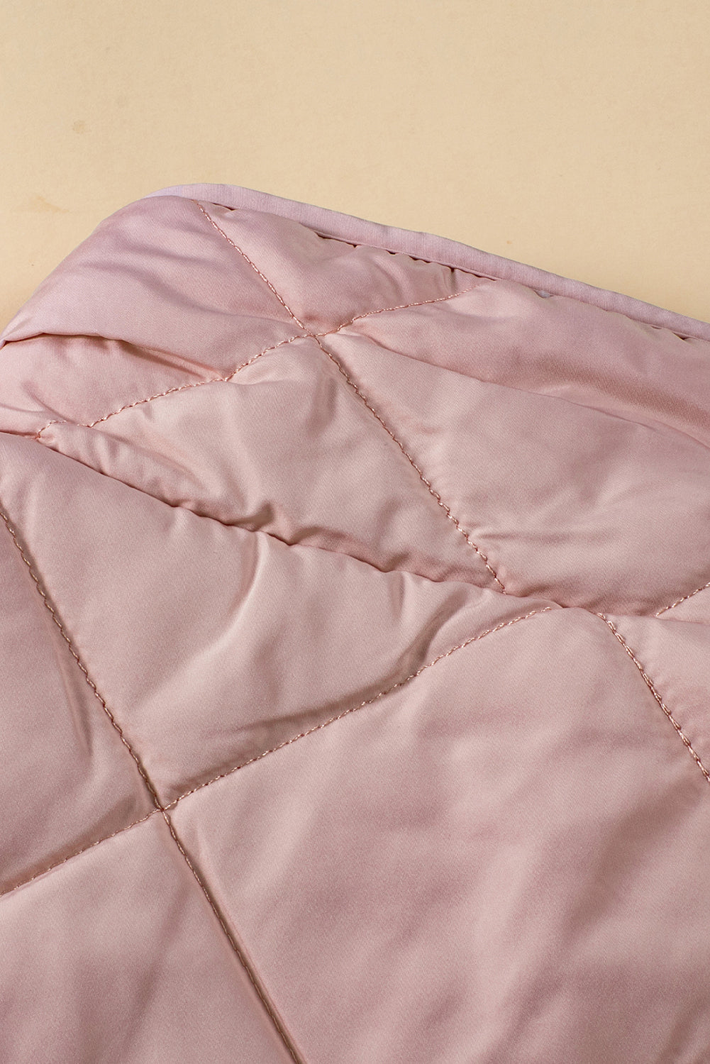 Pink Fleece Lined Quilted Zip Up Vest Jacket