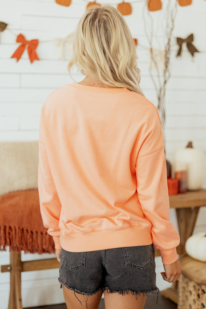Pumpkin Sweatshirt Halloween Embroidered Oversized Fit