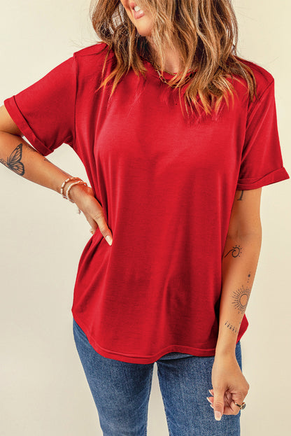 White Casual Crew Neck Short Sleeve Basic Tee