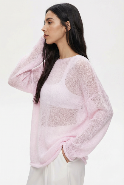 Sheer Knit Lightweight Long Sleeve Layering Sweater Top