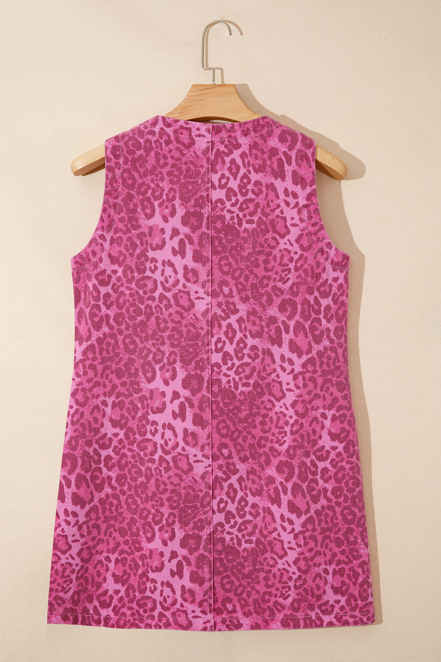 Leopard Print Button Front Sleeveless Shift Mini Dress